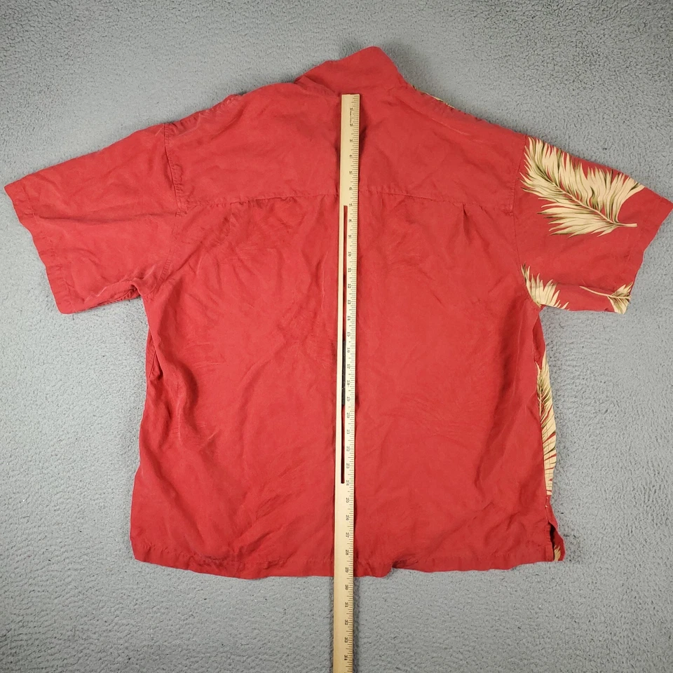 Camisa Birmania Bibas Para Hombres 2XL Roja Informal Campamento Seda Tropical Hawaiana Abotonada Foto 4 de 4