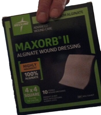 Maxorb II Alginate Wound Dressings, 4'' x 4'' SOLD AS BOX OF 10 UNOPENED