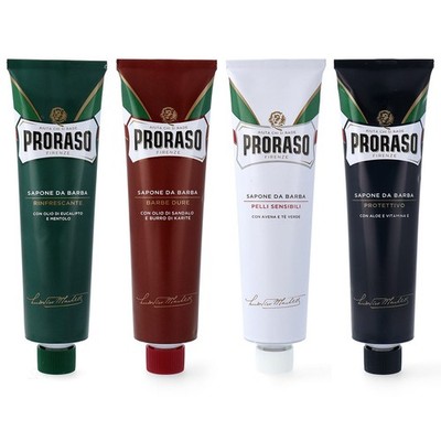 PRORASO Rasierseifen Tuben Mix 4x 150ml grün - rot - weiss - blau