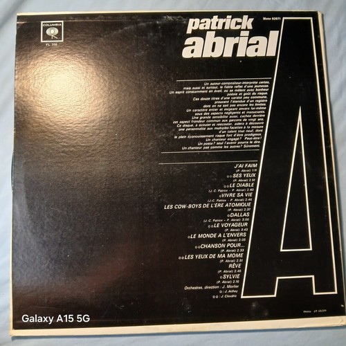 PATRICK ABRIAL Self-Titled LP 1967 Columbia Records Canada Mono FL-358 - Imagen 2 de 8