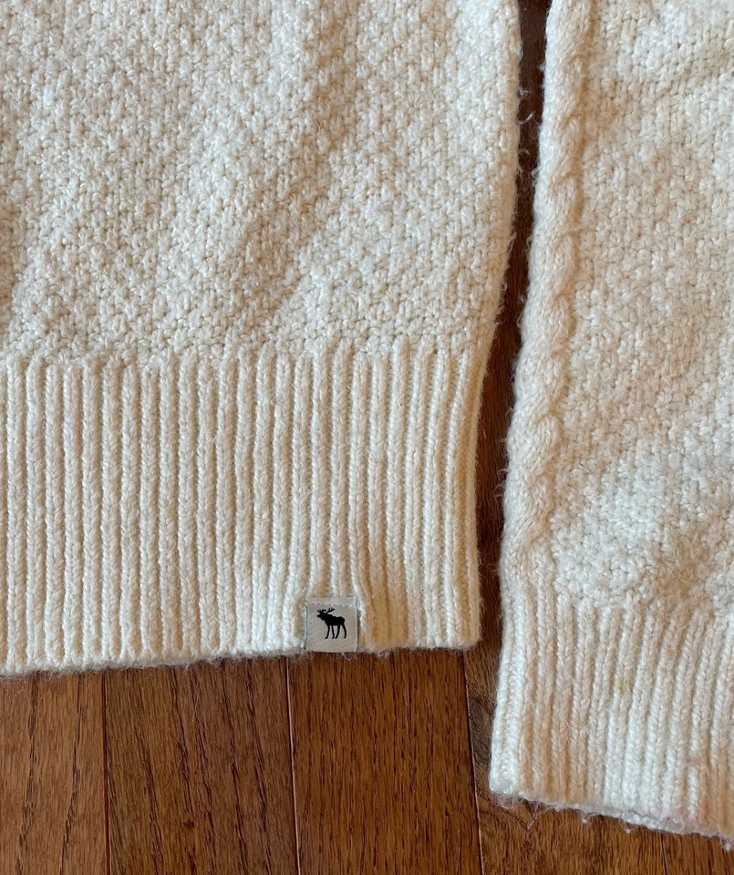 Suéter Pullover Abercrombie Niños Niñas Suave Crema Marfil Cuello Simulado, Talla 9/10 Foto 2 de 4