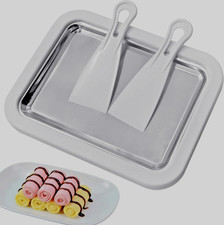Ice Cream Roll Maker Pan DIY Frozen Yogurt Slushie Dessert with 2 Scrapers
