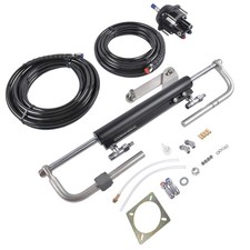 Hydraulic Steering Kit for 90HP Outboard Boat 2x24ft Hose Cylinder Helm Pump