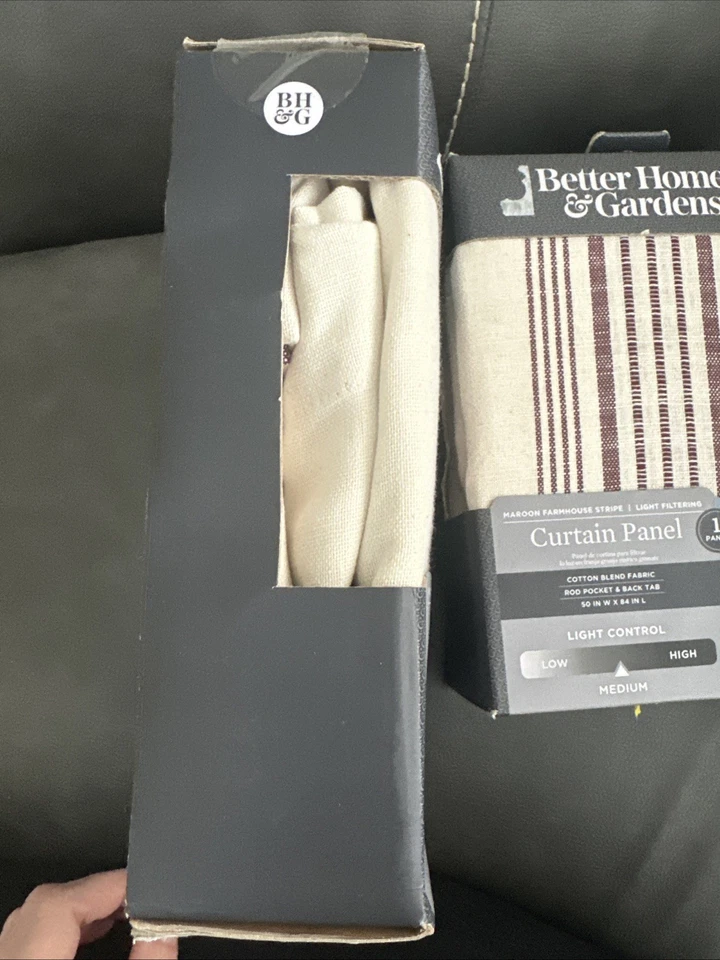 Panel de cortina Better Homes And Gardens - Granate Farmhouse Stripe - 2 piezas Foto 3 de 4