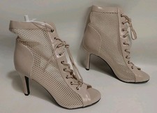 Women's US Size 7 Beige Ballroom Latin Dance Shoes Open Toe High Heels