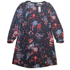 NWT Ann Taylor Loft Nouveau Garden Shirt Dress Women 10 Blue Floral MSRP $89.95