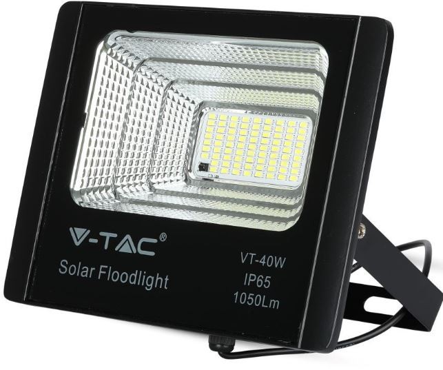 VT-40W BLACK LED SOLAR FLOODLIGHT 40W NW 4000K 1050LM 8574