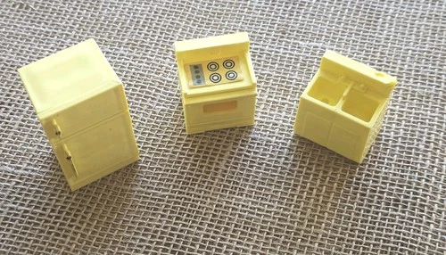 Vintage Fisher Price Little People 3pc Yellow Kitchen Set Stove, Sink,...