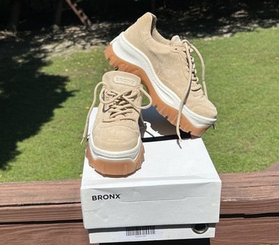 Bronx Jaxstar W/Gum Sole Womens Neutral Suede Chunky Streetwear Sneakers|Sz:36EU