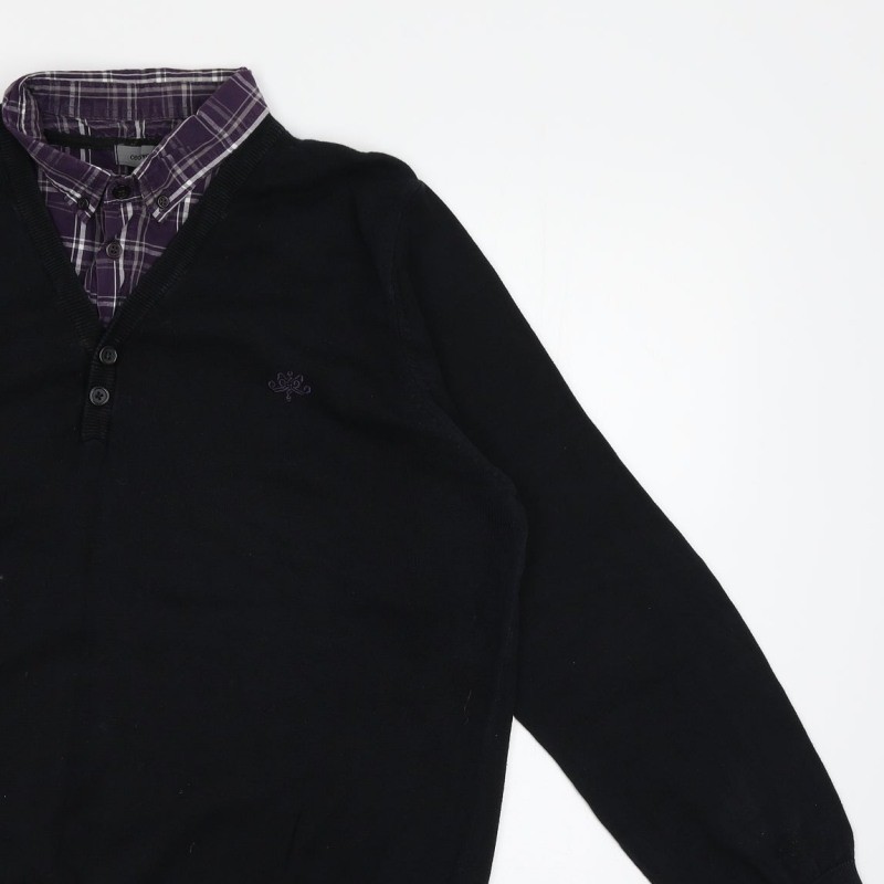 Cedar Woo Mens Pullover Jumper Size XL Blue Collared Long Sleeve image 10