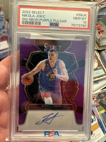 2022 Panini Select Nikola Jokic #SN-JK Signatures Auto Neon Purple Pulsar PSA 10