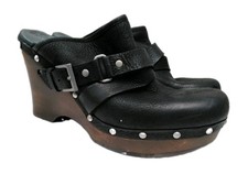 UGG Leather Slip On Mules Sheepskin Women's Size 9 Black