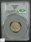 1913 Type 1 Buffalo Nickel 5C CACG AU 58 CAC