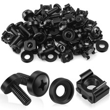 Poeland 20 x M6 Cage Nuts Screws Set for Network Cabinets, Server Black
