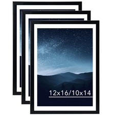 JCJMY 12x16 Picture Frame Set of 3 Black w/ 10x14 Mat for 30x40cm Diamond Art