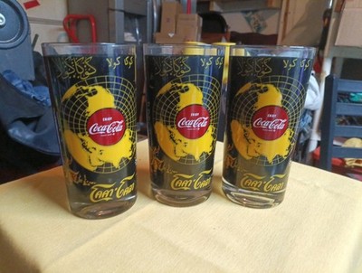 Set Of 3 Vintage Coca Cola Glasses Featuring The Middle East And Coca Cola In...