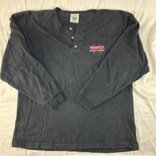 Tremblant Collection Tremblent Quebec Henley Pullover Black L Made in Canada - Picture 1 of 7
