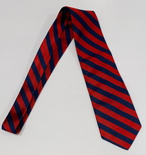 Brooks Brothers Makers Silk Neck Tie Repp Striped Woven England Navy Red Flaw