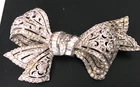 Vtg Antique Brooch Pin Bow Art Deco Clear Rhinestone Silver tone Jewelry lot x