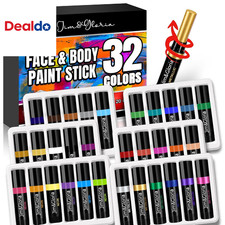 Face Paint Kit Bulk 32 Professional Face Painting Kit for Party, Metallic, Neon,