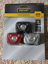 Defiant 3 Pack Head Lights 200 Lumens, 4 Mode...