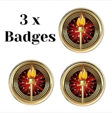 3 x Victory Torch. (BU02) Lapel Pin Badges