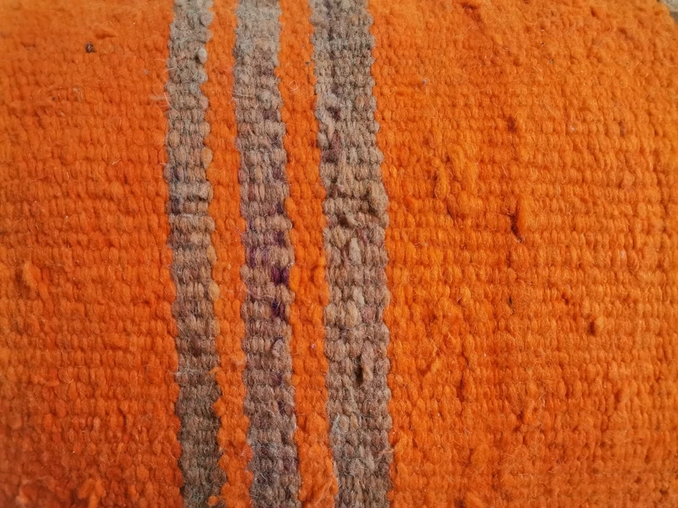 Moroccan Handmade Kilim Orange Pillow Cushion Cover Throw Pillow Case Sofa boho. - Image 4 of 4