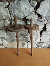 Old Primitive Antique Wooden Parts of Weaving Loom - 19th.