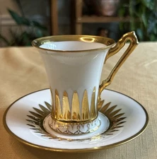 Richard Klemm Dresden Porcelain Gold Cup and Saucer -Vintage Germany -