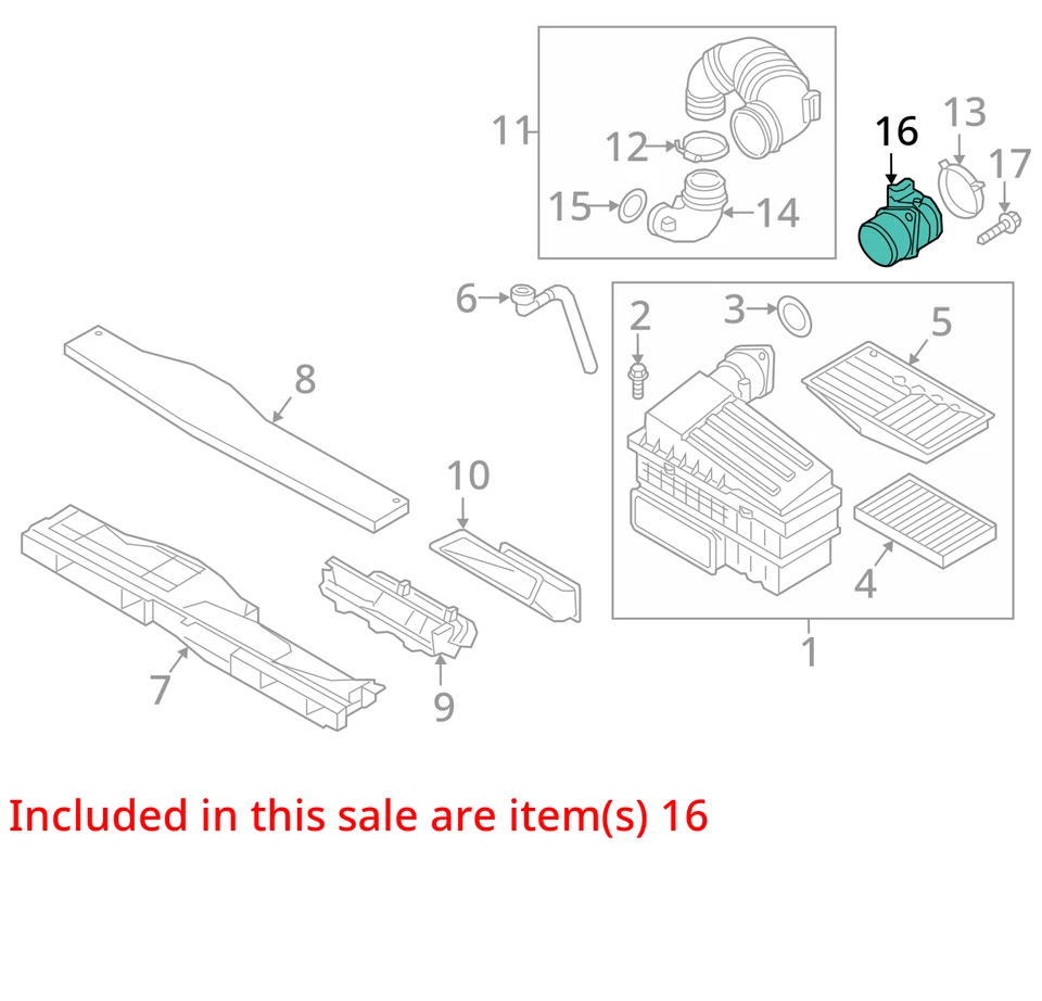 Audi A3 2017 medidor de flujo de aire másico sensor MAF OEM 57 k millas - LKQ382819309 Foto 4 de 4