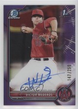 2022 Bowman Draft Chrome Pick Purple Refractor 147/250 Victor Mederos Auto 15tt
