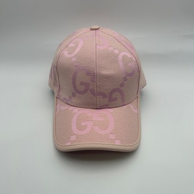 Gucci Cap  Pink Jumbo GG Monogram Canvas Baseball Hat Adjustable | FAST SHIPPING