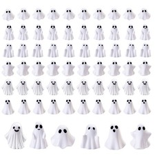 Cutecutedy 60Pcs Mini Resin Ghost Figurines,Tiny Little Ghosts for 60 White
