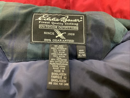 Eddie Bauer Bomberjacke Mantel Herren XL rot Gänsedaunenkragen Kapuze - TOP! - Bild 9 von 11