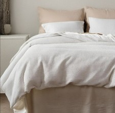 Bedsure King Cotton Waffle Weave Duvet Cover Set Coconut White PureWoven