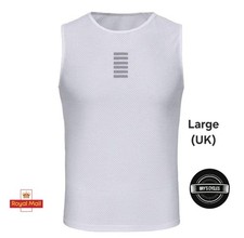 Sleeveless Mesh Baselayer - Lightweight Breathable Cycling Vest - White - Large