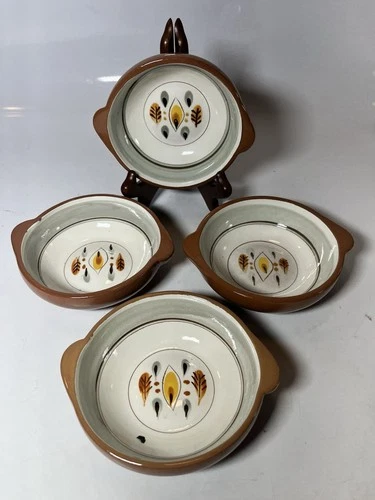 Stangl Pottery Set Of 4 Amber Glo Double Lug 6” Soup/cereal Bowls