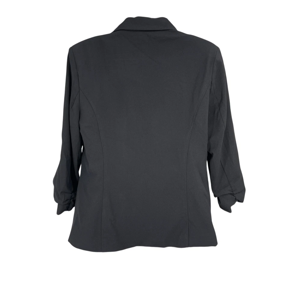 Blazer Valerie Stevens Mujer Talla 8 Negro Un Botón Acanalado Manga 3/4 Carrera Foto 2 de 4