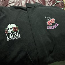 Lote De 2 Camisetas Vans Off the Wall Gráficas Negras Logo Cereza Rosa Logo Med