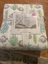 Sun and Sea King Quilt Set Coastal Nautical Fish Coral 3-Piece New