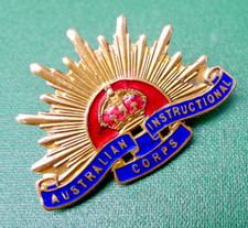 WW1 AUSTRALIAN INSTRUCTIONAL CORPS RISING SUN GILT & ENAMEL SWEETHEART BROOCH