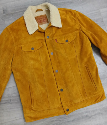 Levi's Trucker Sherpa Camel Wildleder Lederjacke - Größe M