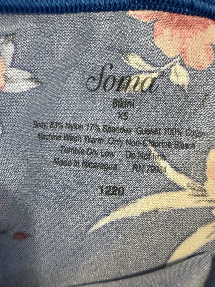 Soma Intimates Vanishing Edge Micro Bikini Rosa Vivo Floral XS Nuevo Lote Foto 3 de 4