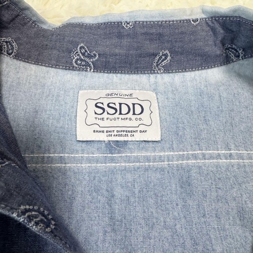 FUCT SSDD Denim Shirt Long Sleeve Paisley Pattern - Picture 4 of 9