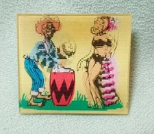 Vari-Vue Vari Vue Bongo Drummer & Dancer Flicker Flasher Pin 1 1/4" x 1 1/8"