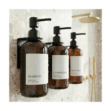 Stylish Shampoo and Conditioner Dispenser Set of 3 for Wall Mount - Modern Dr...
