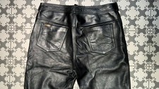 LINUS Lederhose W35 L34 schwarz Nappaleder dick robust derb genarbt Biker NP 249