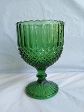 Anchor Hocking Green Goblet Or Candy Bowl  Emerald green diamond point