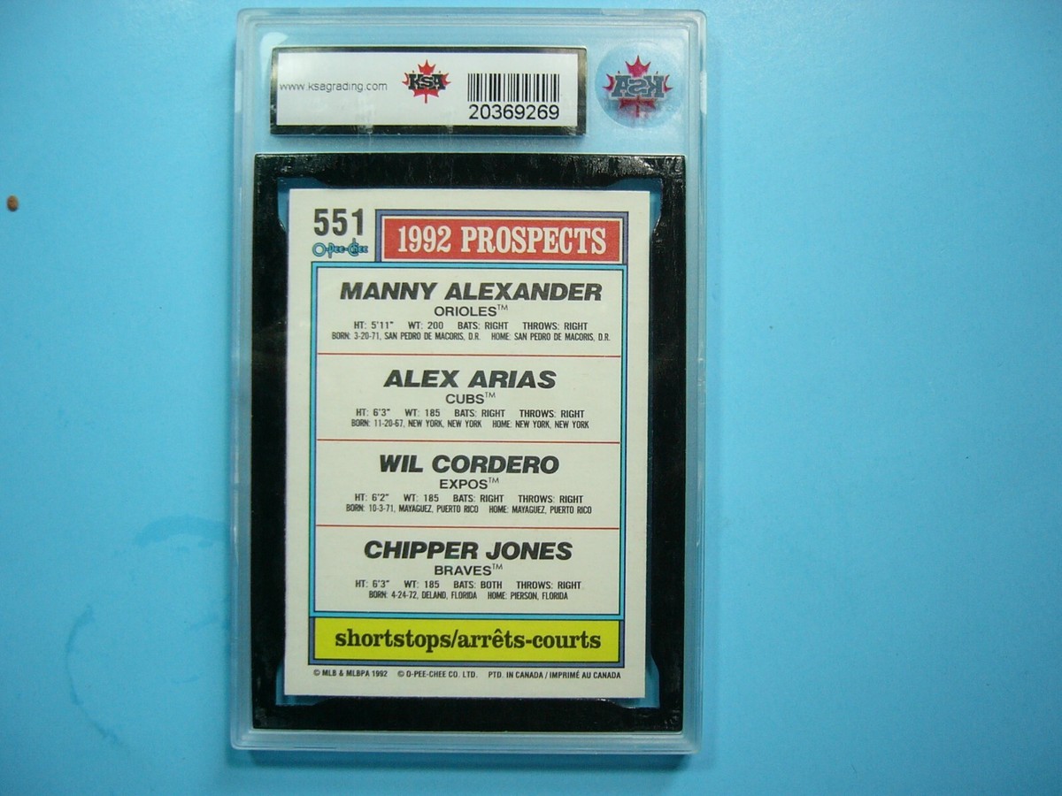1992 O-PEE-CHEE MLB BASEBALL CARD #551 CHIPPER JONES TOP PROSPECTS