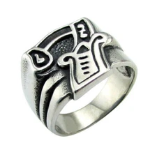 Lucky Seven Good Luck Number 7 RingStainless Steel Mens Vintage Biker Punk Ring-